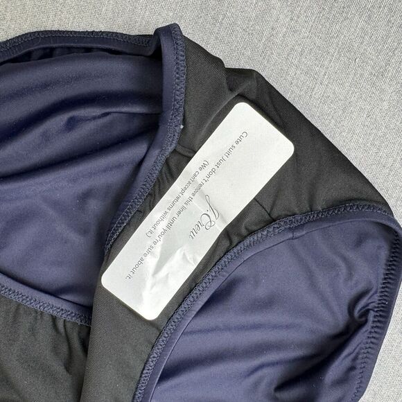 J. Crew Swimsuit Womens 20 Navy One Piece One Shoulder Cut Out Gold Button NEW - Picture 9 of 16